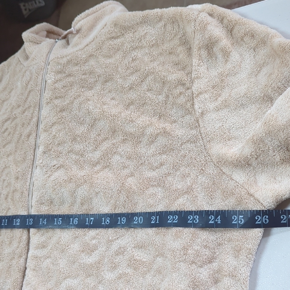 Plush Tan Zip Up Long Robe. Carole Hochman 2X - Picture 3 of 6